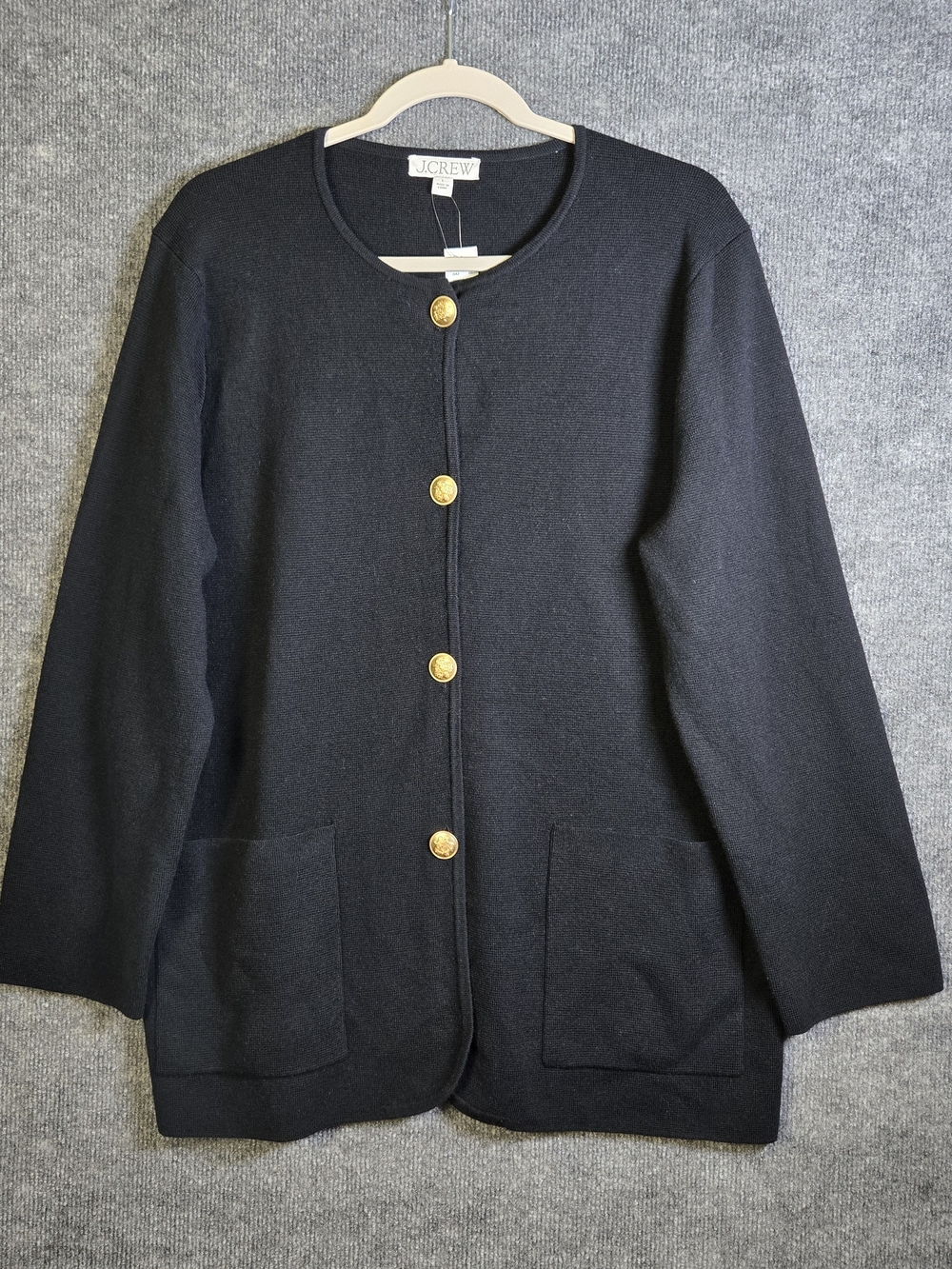 J Crew Blazer Womens L Black Knit Long Length Career Capsule New